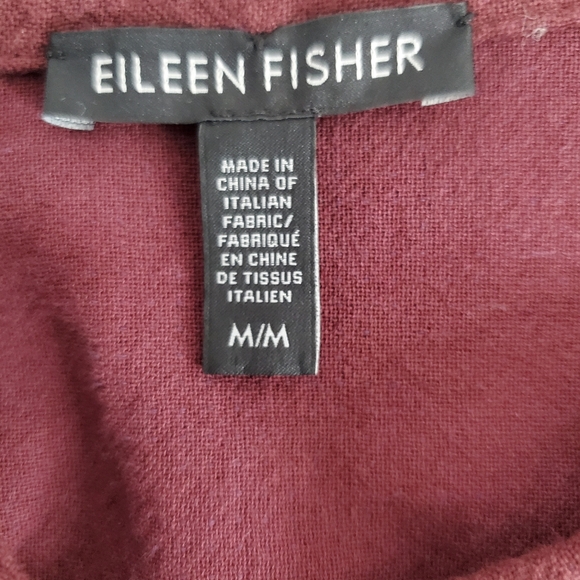 Eileen Fisher Organic Cotton Textured Jacket Size M Burgundy Italian Fabric - Picture 14 of 15